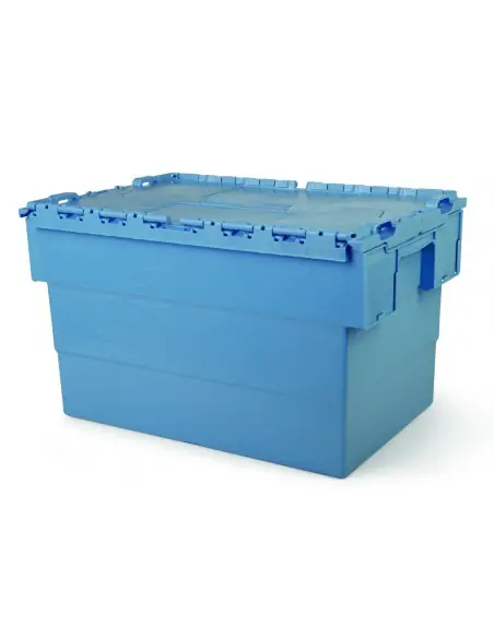 CAJA CON TAPA INTEGRADA APILABLE - ENCAJABLE, 600 x 400 x 350 mm. (LxFxH)