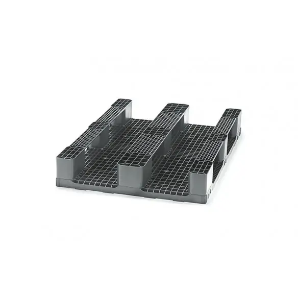 PALET EUROPEO DE PLÁSTICO APILABLE 3 PATINES, 1.200 x 800 x 160 mm. (Largo x Ancho x Alto)