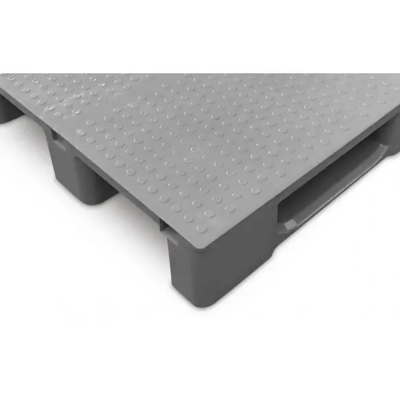 PALET AMERICANO DE PLÁSTICO APILABLE 3 PATINES, 1.200 x 1.000 x 155 mm. (Largo x Ancho x Alto)