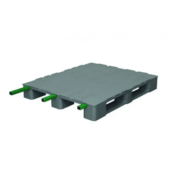 PALET AMERICANO DE PLÁSTICO APILABLE 3 PATINES, 1.200 x 1.000 x 155 mm. (Largo x Ancho x Alto)