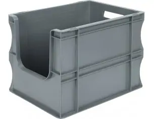 EUROCONTENEDOR FRENTE ABIERTO APILABLE, 400 x 300 x 290 mm.