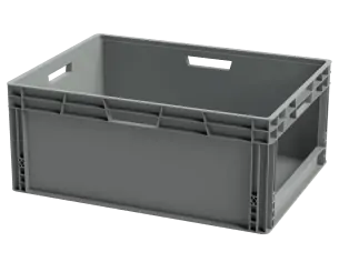 EUROCONTENEDOR FRENTE ABIERTO APILABLE, 800 x 600 x 339 mm.