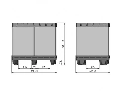 CONTENEDOR PLEGABLE SÓLIDO, 800 x 600 mm. (LxF)