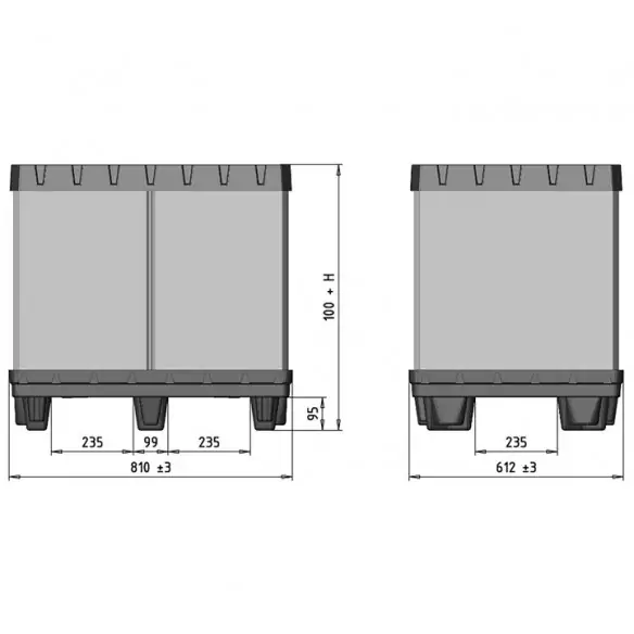 CONTENEDOR PLEGABLE SÓLIDO, 800 x 600 mm. (LxF)