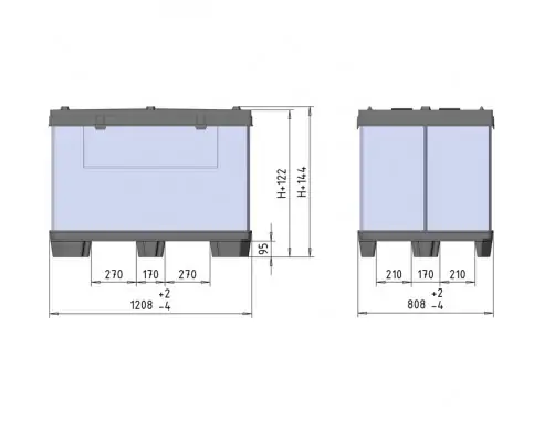 CONTENEDOR PLEGABLE SÓLIDO, 1.200 x 800 mm. (LxF)