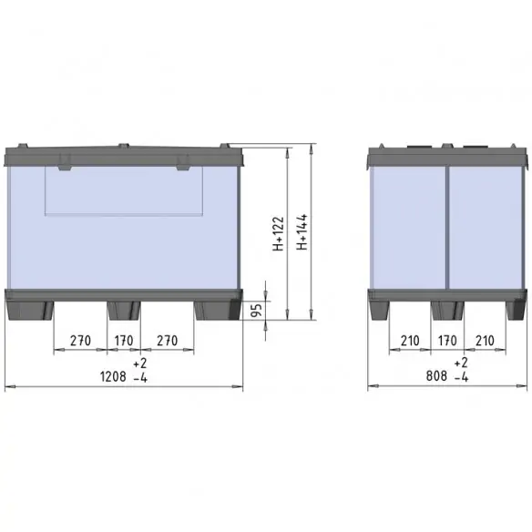 CONTENEDOR PLEGABLE SÓLIDO, 1.200 x 800 mm. (LxF)