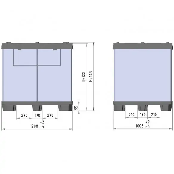 CONTENEDOR PLEGABLE SÓLIDO, 1.200 x 1.000 mm. (LxF)