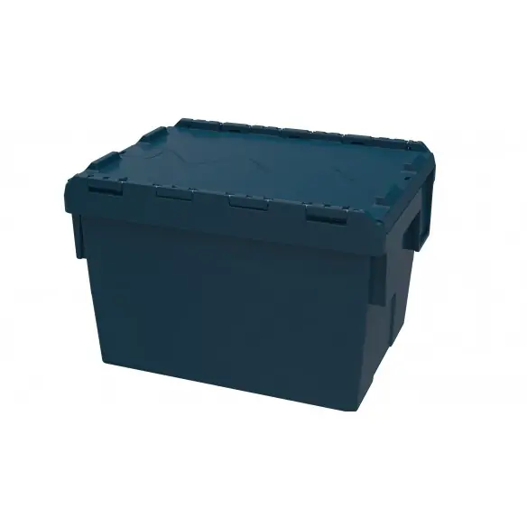 CAJA CON TAPA INTEGRADA APILABLE - ENCAJABLE, 400 x 300 x 255 mm. (LxFxH)