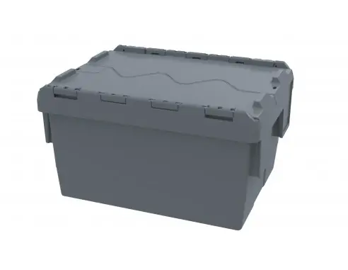 CAJA CON TAPA INTEGRADA APILABLE-ENCAJABLE, 400 x 300 x 215 mm. (LxFxH)