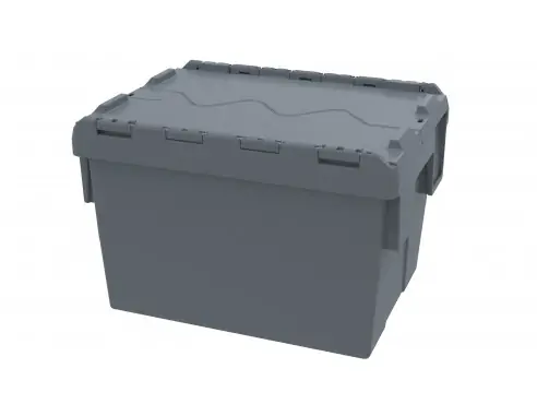 CAJA CON TAPA INTEGRADA APILABLE-ENCAJABLE, 400 x 300 x 255 mm. (LxFxH)