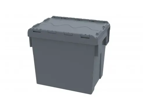 CAJA CON TAPA INTEGRADA APILABLE-ENCAJABLE, 400 x 300 x 370 mm. (LxFxH)