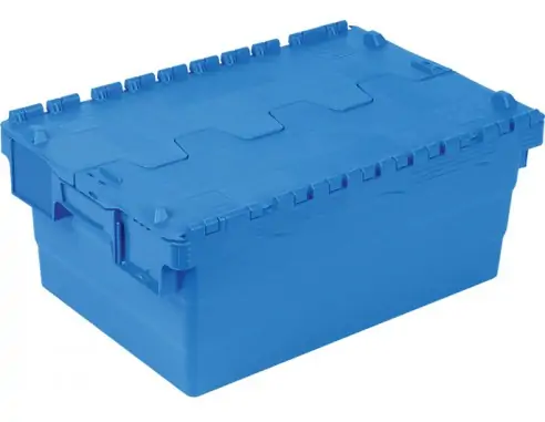 CAJA CON TAPA INTEGRADA APILABLE-ENCAJABLE, 600 x 400 x 250 mm. (LxFxH)