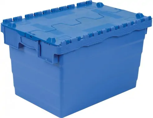 CAJA CON TAPA INTEGRADA APILABLE-ENCAJABLE, 600 x 400 x 360 mm. (LxFxH)