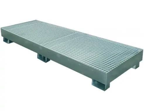 CUBETO GALVANIZADO CON REJA PARA 4 BIDONES 2.400 x 800 x 260 mm. (Largo x Ancho x Alto)