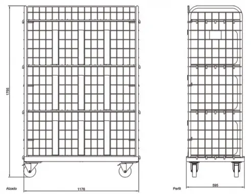 ROLL CONTAINER POSTAL 1.176 x 595 x 1.755 mm....
