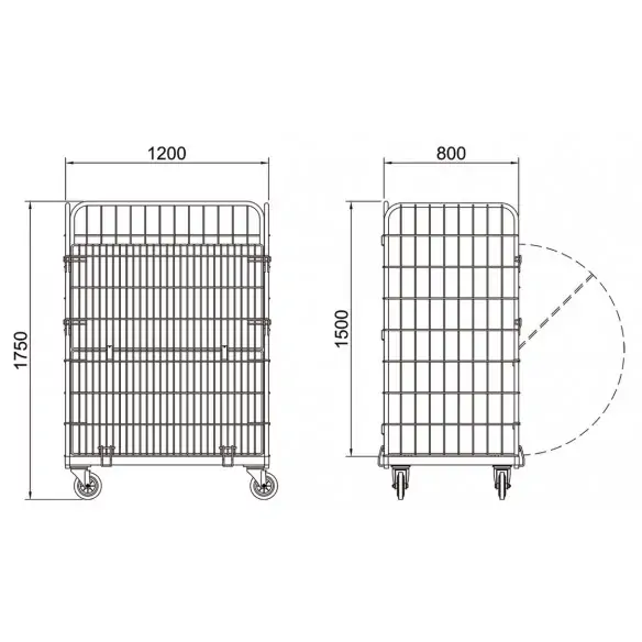 ROLL CONTAINER GRAN CAPACIDAD 1.200 x 800 x 1.750 mm. (Largo x Ancho x Alto)