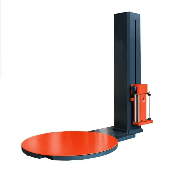 MÁQUINA ENVOLVEDORA DE PALET SEMIAUTOMÁTICA CON CARRO DE PREESTIRO CON PLATO GIRATORIO