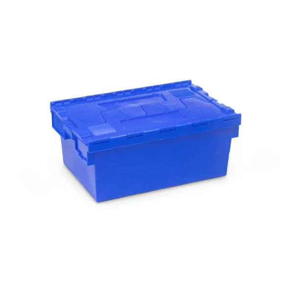 CAJA CON TAPA INTEGRADA APILABLE - ENCAJABLE, 600 x 400 x 250 mm. (LxFxH)