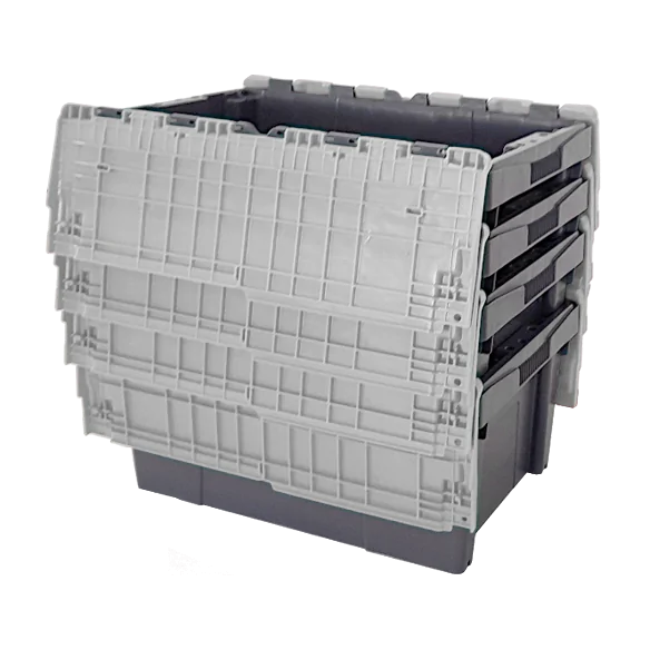 CAJA CON TAPA INTEGRADA APILABLE - ENCAJABLE, 600 x 400 x 340 mm. (LxFxH)