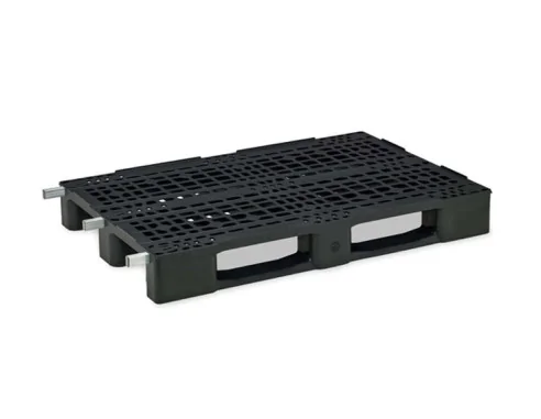 PALET DE PLASTICO APILABLE REFORZADO 3 PATINES Y 3 TUBOS.