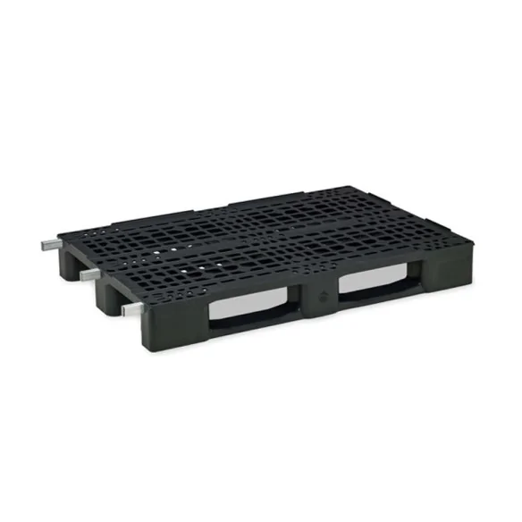PALET EUROPEO DE PLÁSTICO APILABLE REFORZADO 3 PATINES Y 3 TUBOS, 1200 x 800 x 150 mm. (Largo x Ancho x Alto)