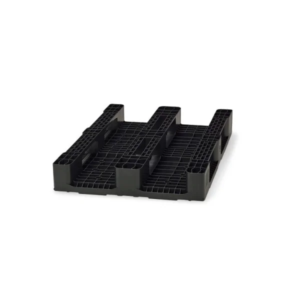 PALET EUROPEO DE PLÁSTICO APILABLE REFORZADO 3 PATINES Y 3 TUBOS, 1200 x 800 x 150 mm. (Largo x Ancho x Alto)