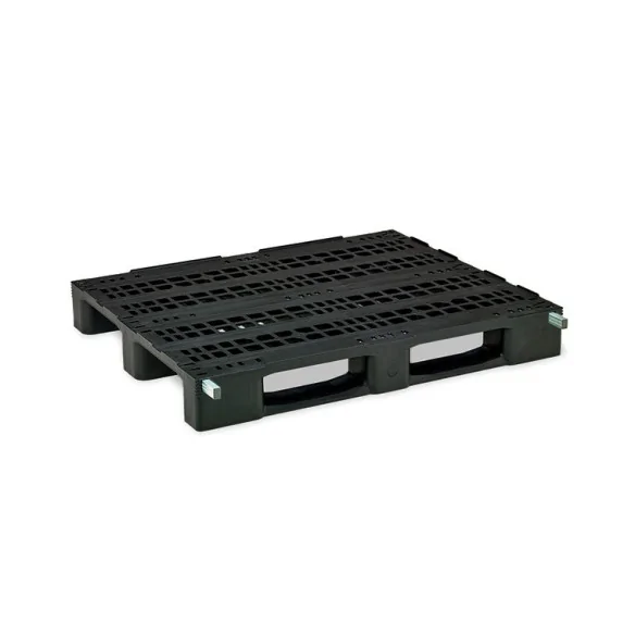 PALET AMERICANO DE PLÁSTICO REFORZADO 3 PATINES Y 5 TUBOS, 1200 x 1000 x 150 mm. (Largo x Ancho x Alto)