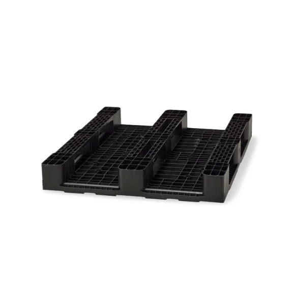 PALET AMERICANO DE PLÁSTICO REFORZADO 3 PATINES Y 5 TUBOS, 1200 x 1000 x 150 mm. (Largo x Ancho x Alto)