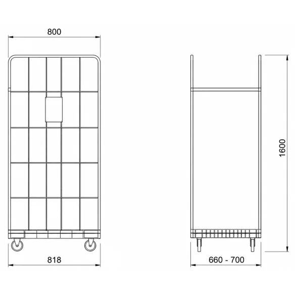 ROLL CONTAINER 818 x 700 x 1.600 mm.(Largo x Ancho x Alto)