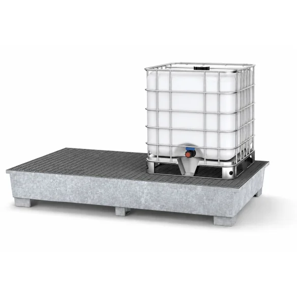 CUBETO METÁLICO CON REJILLA 2 IBC DE 1.000 LITROS 2.400 x 1.300 x 480 mm. (Largo x Ancho x Alto)