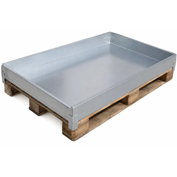 CUBETO GALVANIZADO PARA PALET DE 125 LITROS 1.240 x 800 x 125 mm. (Largo x Ancho x Alto)