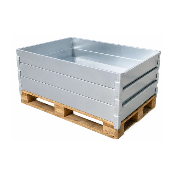 CUBETO GALVANIZADO PARA PALET DE 125 LITROS 1.240 x 800 x 125 mm. (Largo x Ancho x Alto)