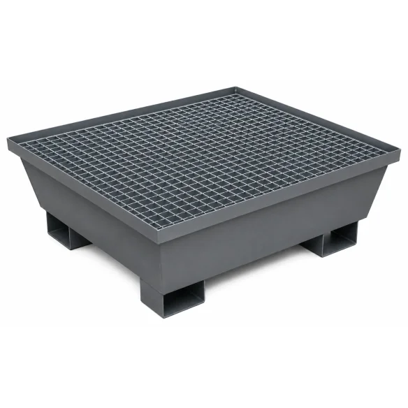CUBETO GALVANIZADO CON REJA PARA 4 BIDONES DE 200 LITROS 1.200 x 1.200 x 327 mm. (Largo x Ancho x Alto)
