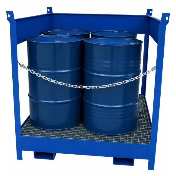 CUBETO METÁLICO DE 220 LITROS CON CERCO PARA 4 BIDONES 1.470 x 1.470 x 1.515 mm. (Largo x Ancho x Alto)
