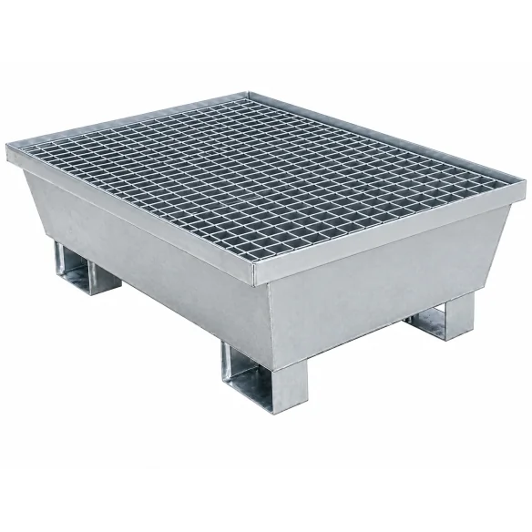 CUBETO GALVANIZADO CON REJA PARA 2 BIDONES DE 200 LITROS 1.200 x 800 x 365 mm. (Largo x Ancho x Alto)
