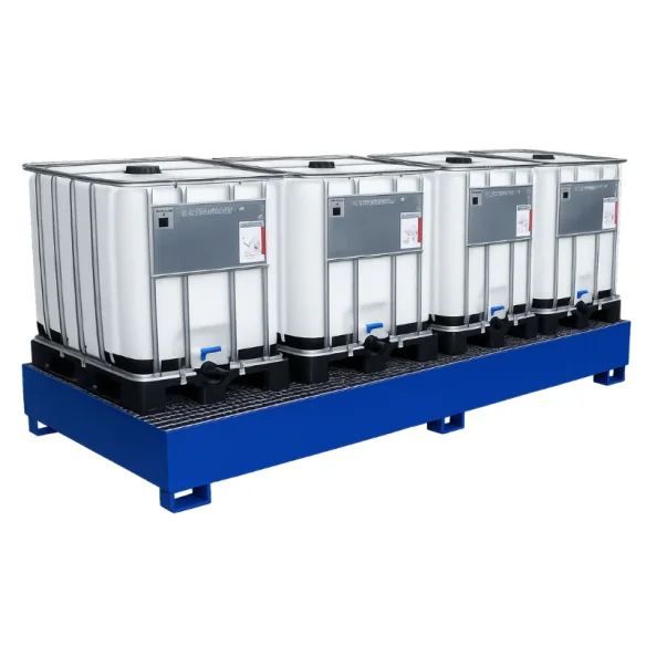 CUBETO METÁLICO CON REJILLA 3 IBC DE 1.000 LITROS 3.280 x 1.300 x 420 mm. (Largo x Ancho x Alto)